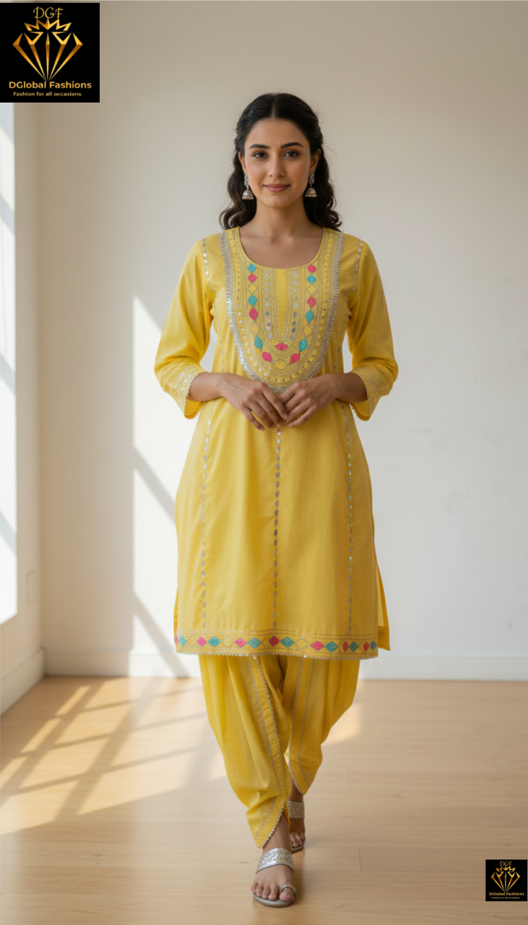 Embroidered kurta set with dhoti pants
