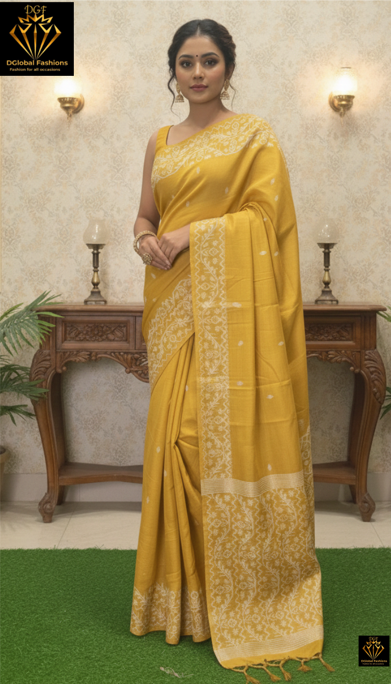 Slub Cotton Saree with  Banarsi Weaving