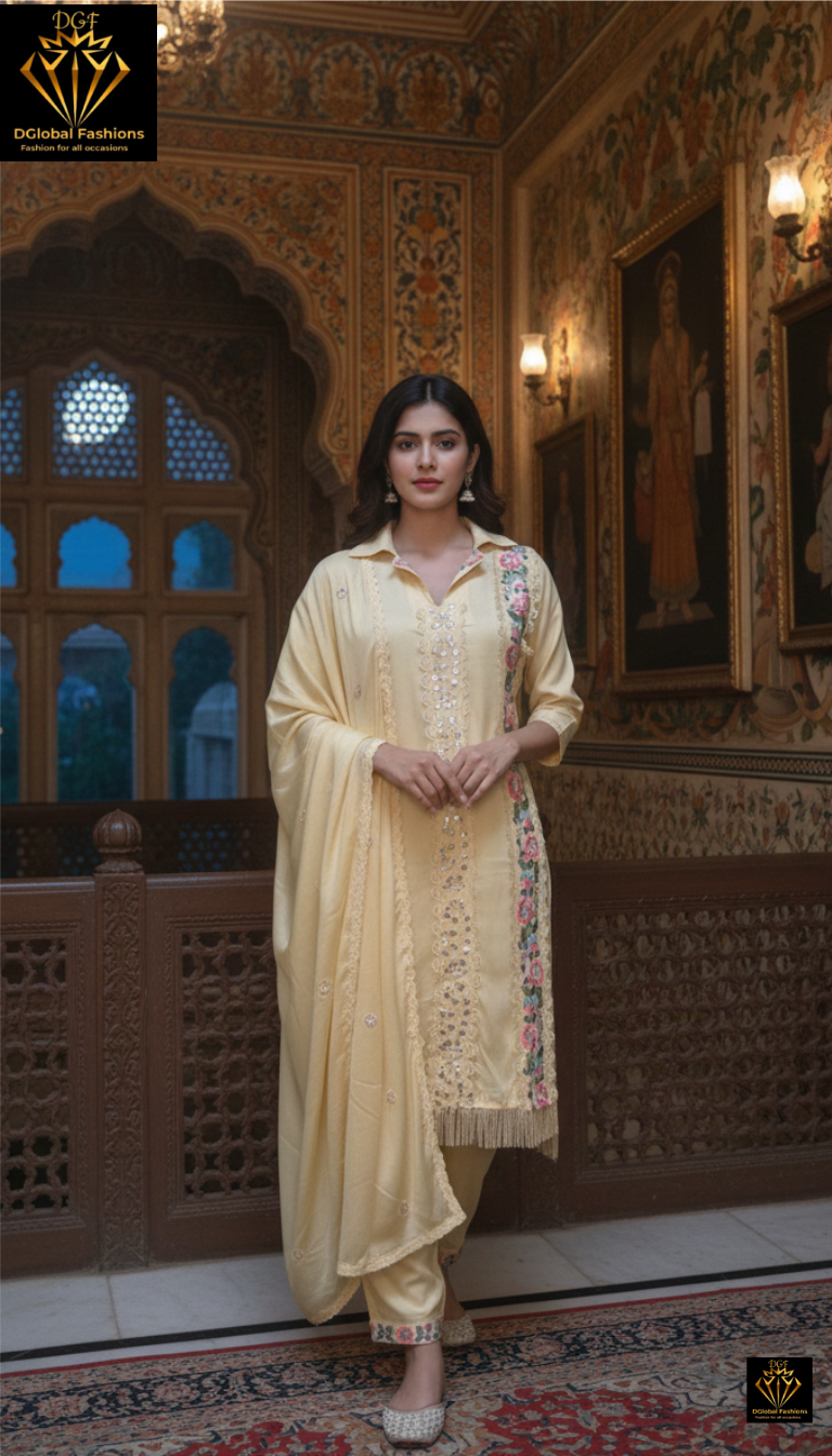 Suit with embroidery work