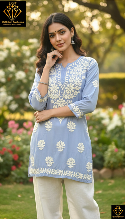 Chikankari modal short top