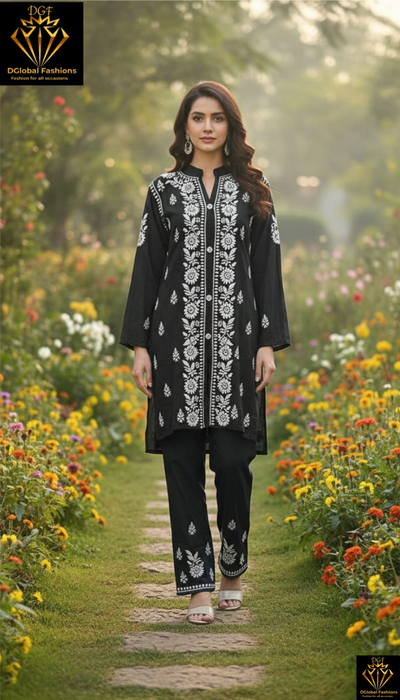 Lucknowi Chikankari Rayon Co-Ord Set with Hand Embroidery