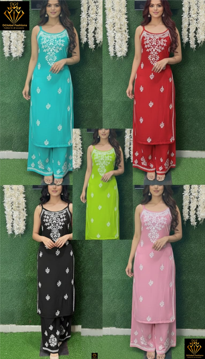 Sleeveless Lucknowi Chikankari Co-ord Set