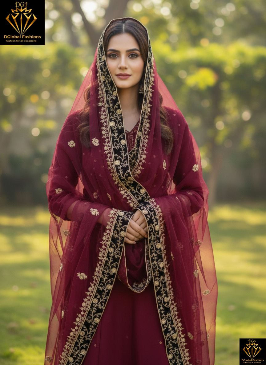 Net Dupatta With Embroidery Border