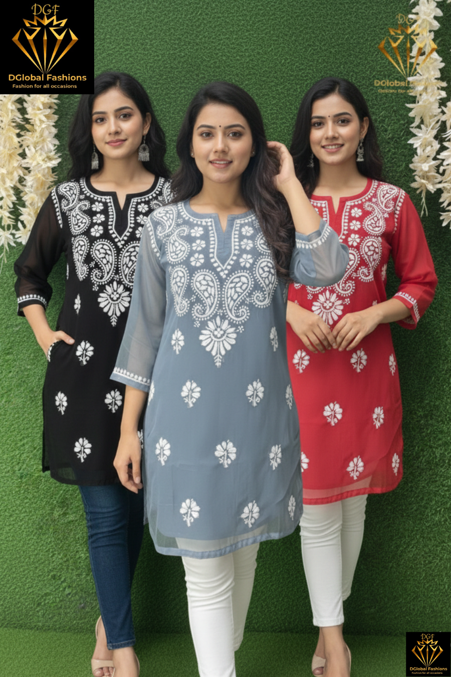 Lucknowi Chikankari Georgette Short Top