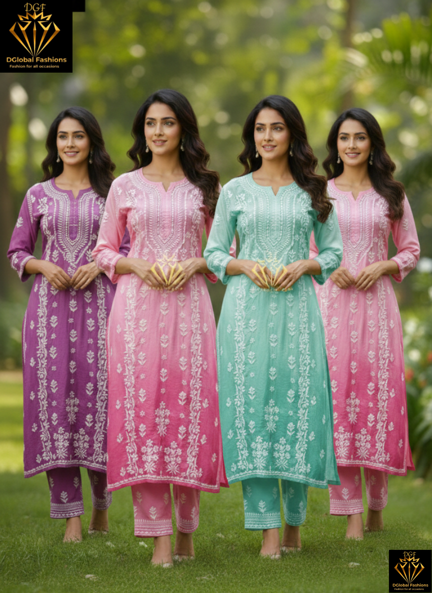 Chanderi silk 3D embroidered party wear coord set