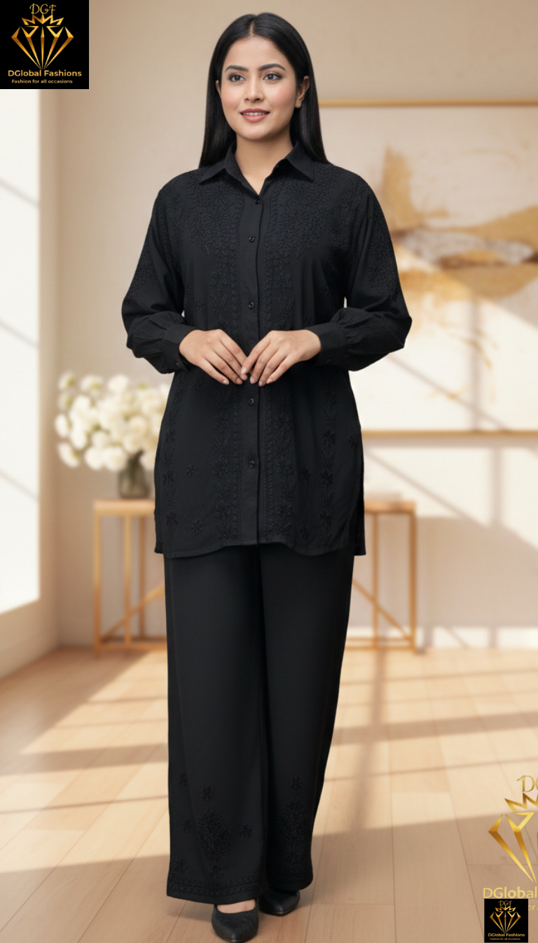 Lucknowi Chikankari Rayon Co-Ord Shirt Set