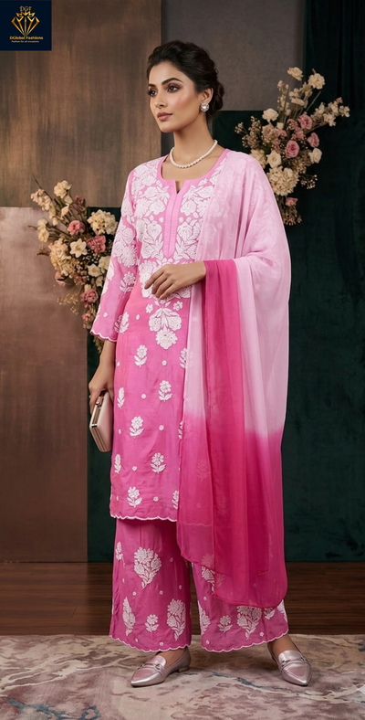 Crepe Kurta Palazzo Set with Dupatta