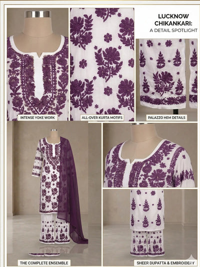 Lucknowi Chikankari Modal Suit Set with Dupatta