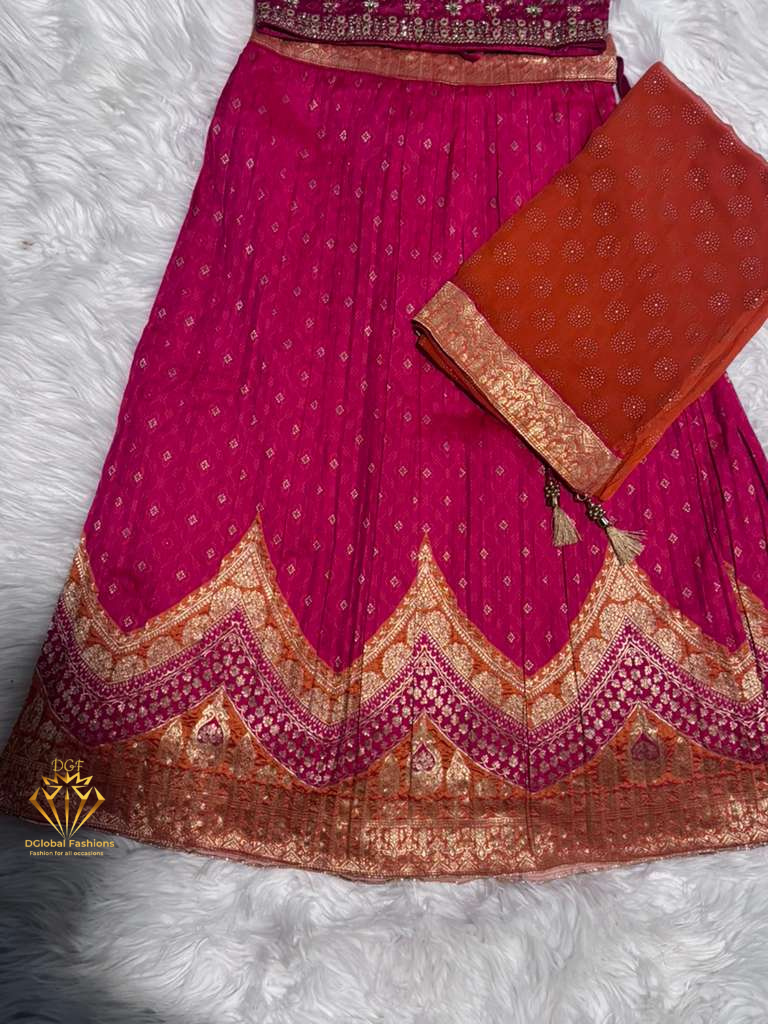 Designer Embroidered Lehenga Choli with Banarasi Dupatta