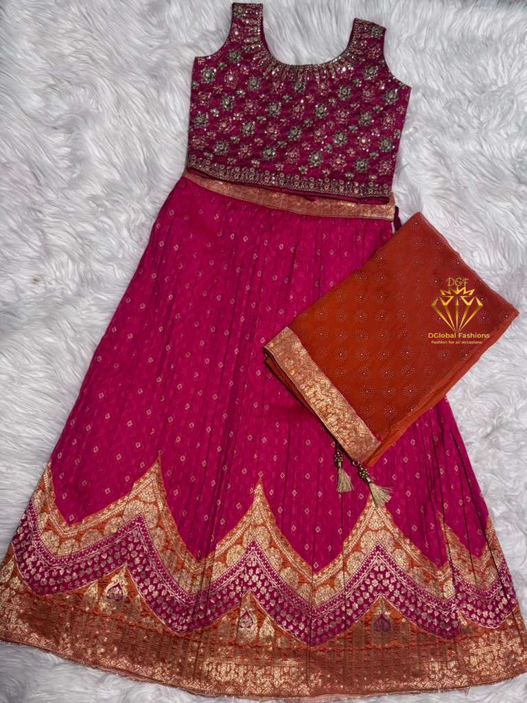 Designer Embroidered Lehenga Choli with Banarasi Dupatta