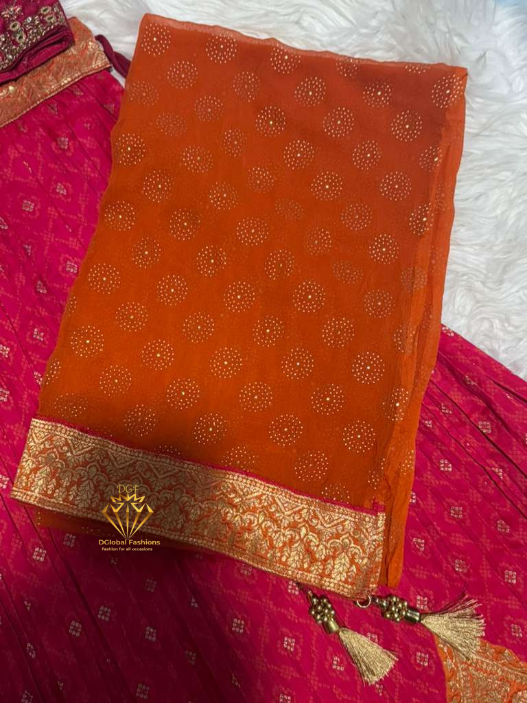 Designer Embroidered Lehenga Choli with Banarasi Dupatta