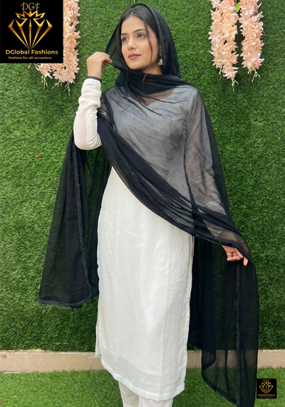 Chiffon Dupatta with Delicate Lace Border