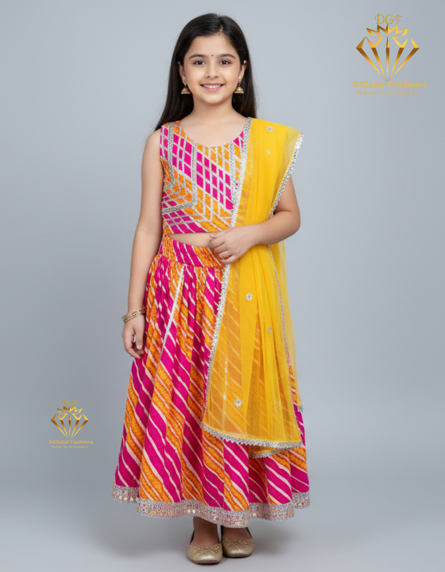 Tie & Dye Lehenga Choli with Dupatta Set