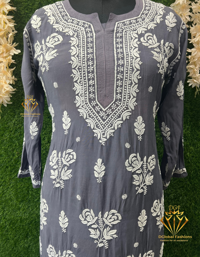 Lucknowi Chikankari Muslin Kurti