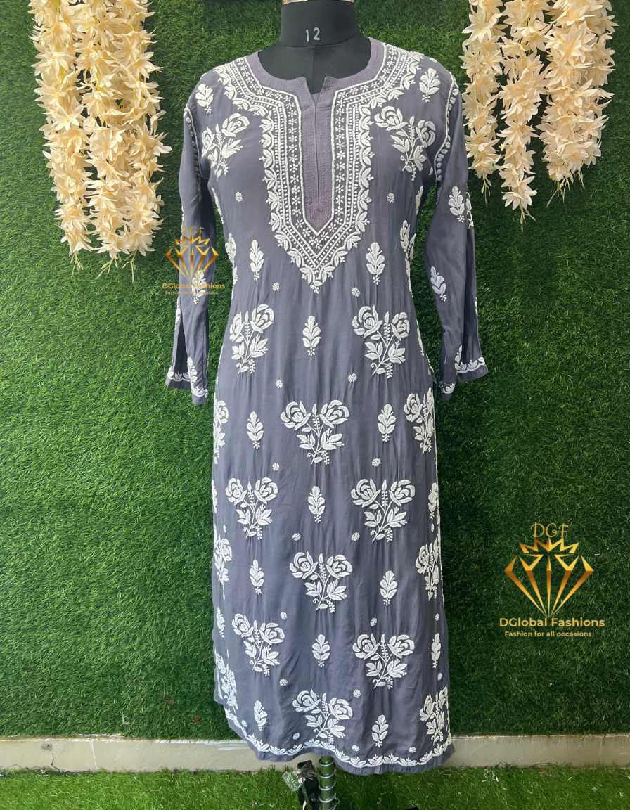 Lucknowi Chikankari Muslin Kurti