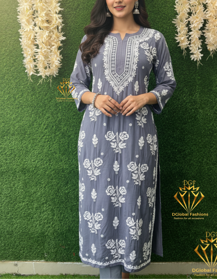 Lucknowi Chikankari Muslin Kurti