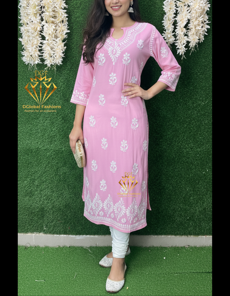 Lucknowi Chikankari Rayon Kurti
