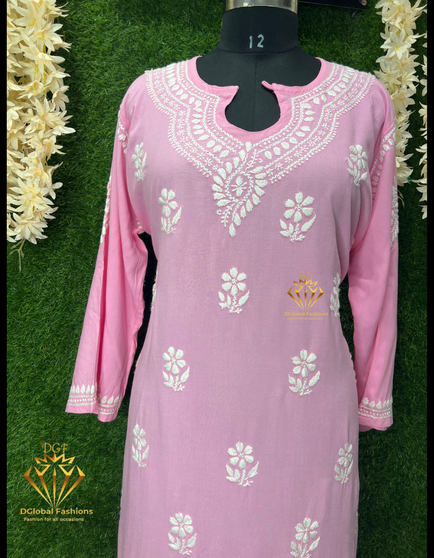 Lucknowi Chikankari Rayon Kurti