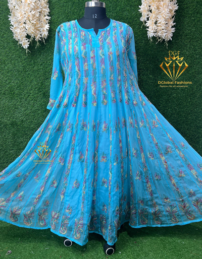 Lucknowi Chikankari 56-Kali Resham Embroidered Anarkali Suit