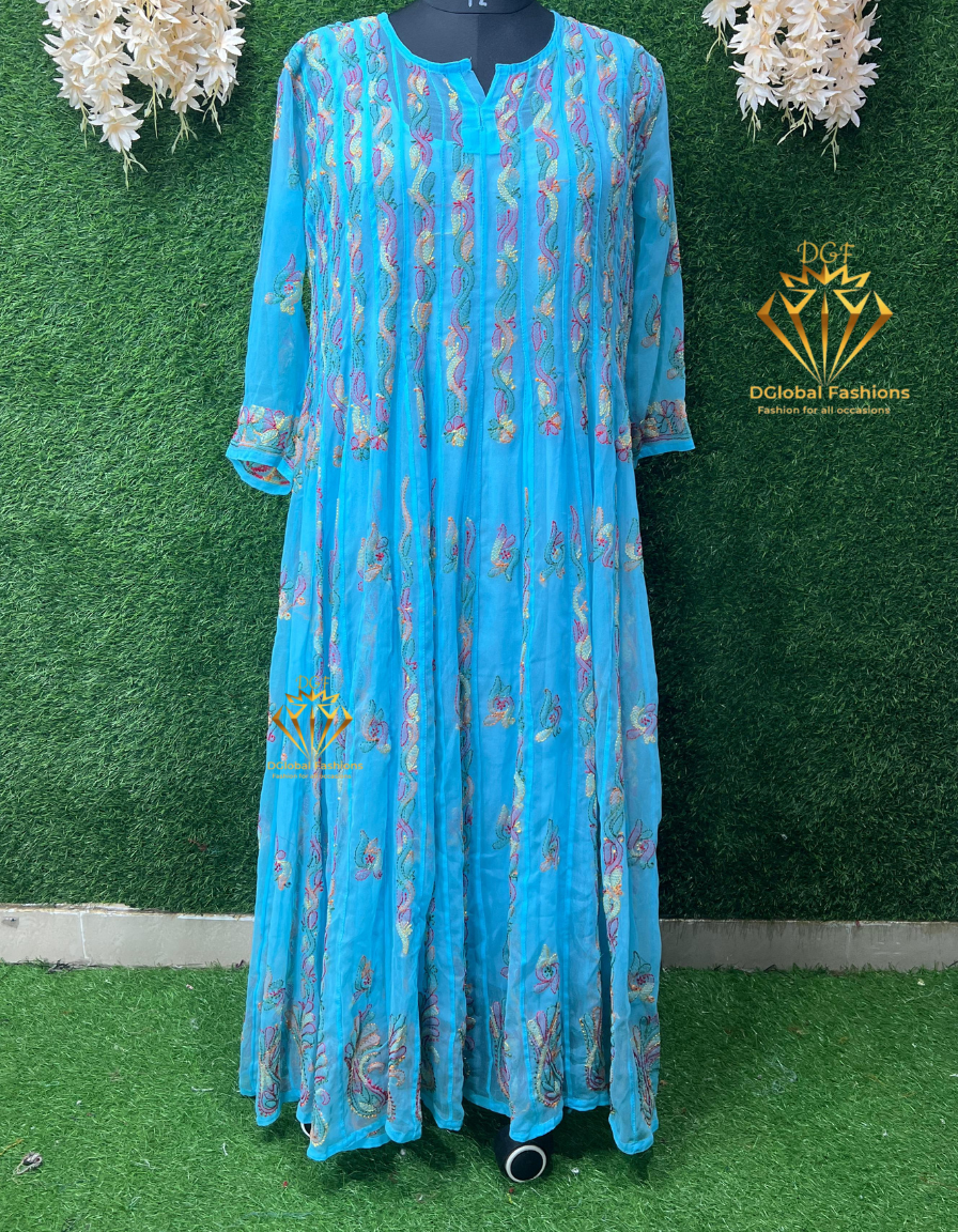 Lucknowi Chikankari 56-Kali Resham Embroidered Anarkali Suit