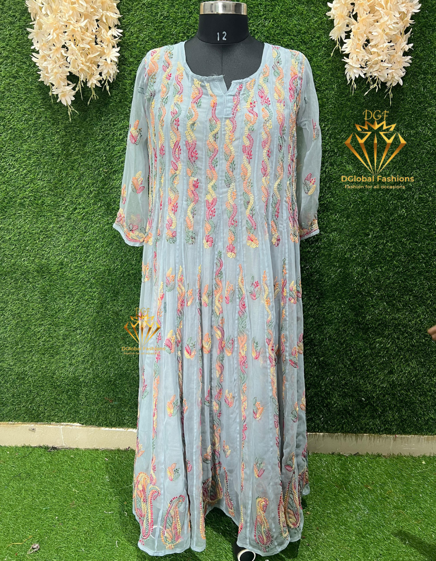 Lucknowi Chikankari 56-Kali Resham Embroidered Anarkali Suit