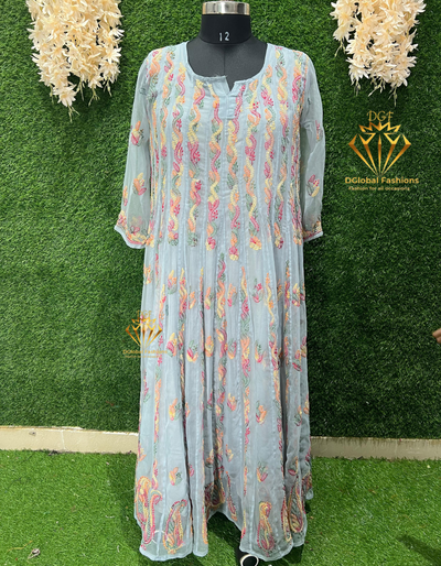 Lucknowi Chikankari 56-Kali Resham Embroidered Anarkali Suit