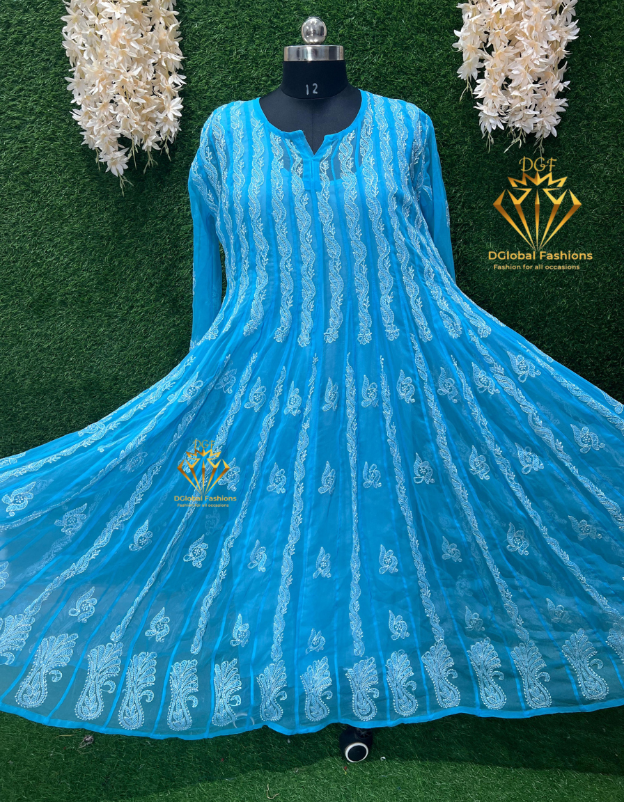Lucknowi Chikankari 56-Kali Resham Embroidered Anarkali Suit