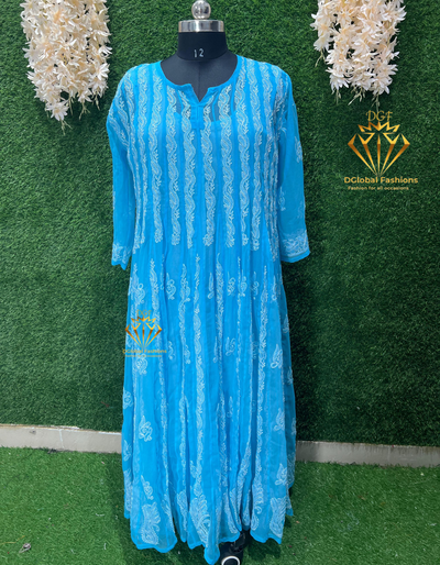 Lucknowi Chikankari 56-Kali Resham Embroidered Anarkali Suit