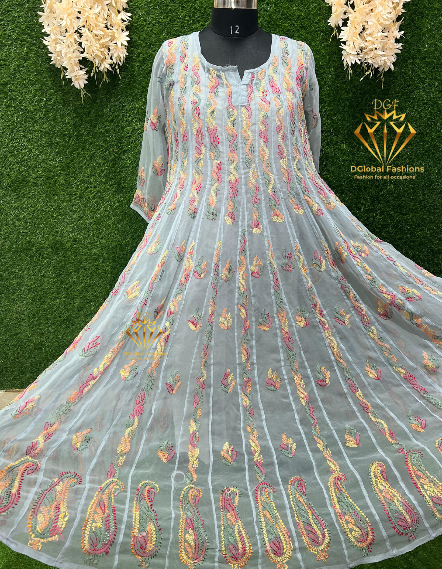 Lucknowi Chikankari 56-Kali Resham Embroidered Anarkali Suit