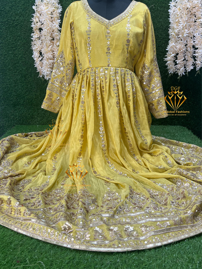 Designer Gown with Zari and Sequin Embroidery