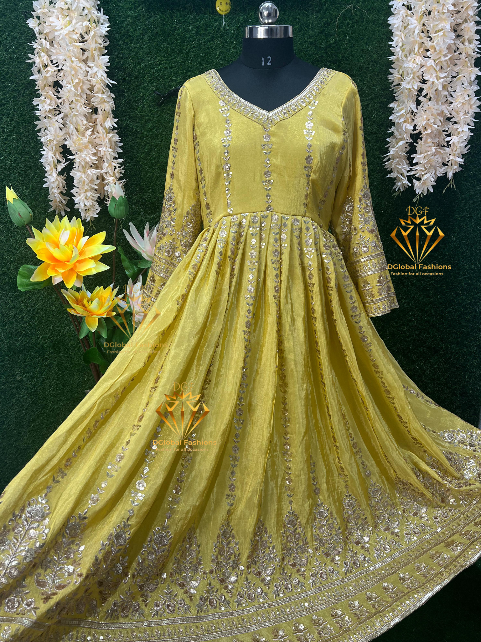 Designer Gown with Zari and Sequin Embroidery