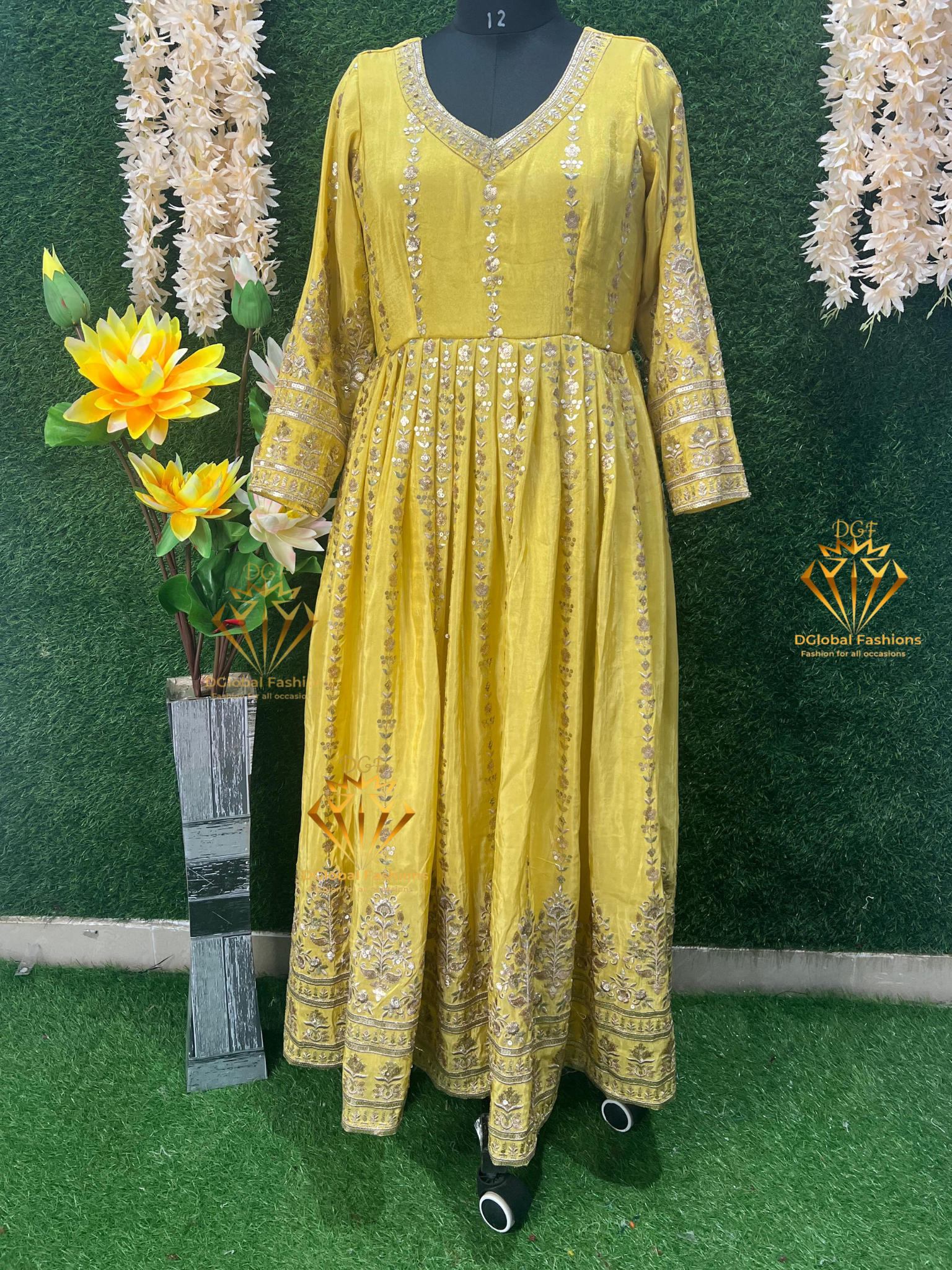 Designer Gown with Zari and Sequin Embroidery