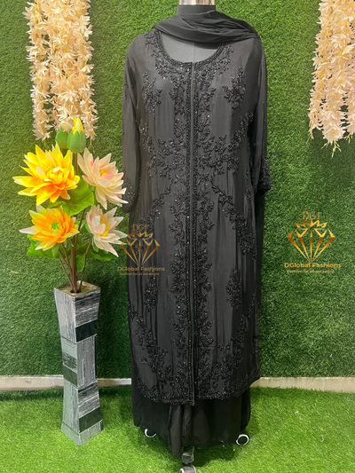 Embroidered Cutdana Work Suit with Chiffon Dupatta – Elegant Party & Festive Wear