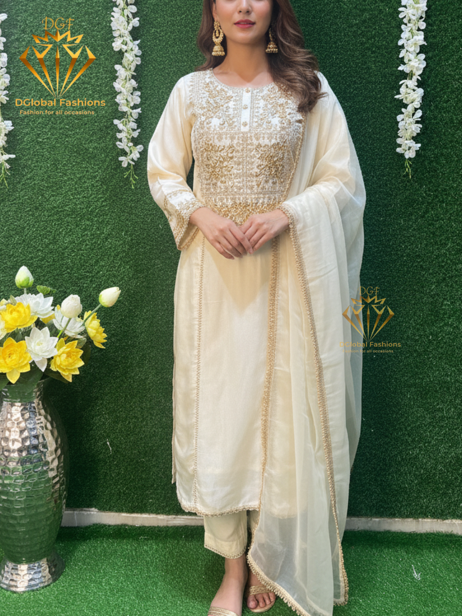 Tissue Shimmer Suit with Handcrafted Gota Patti Work – Elegant Festive & Party Wear Ensemble