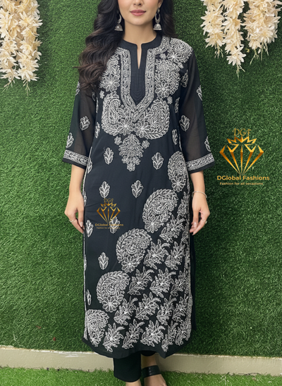 Lucknowi Chikankari Georgette Kurti