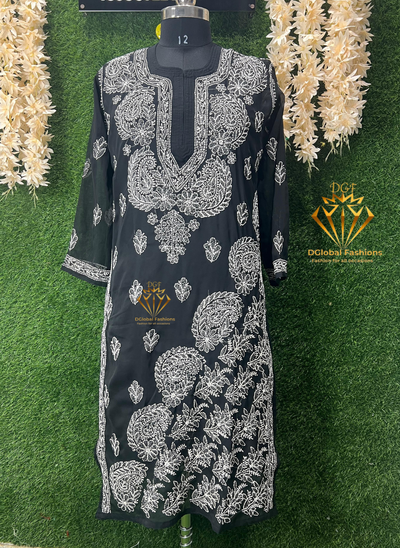 Lucknowi Chikankari Georgette Kurti
