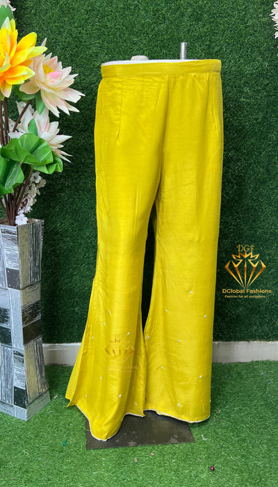 Hand-Embroidered Crepe Palazzo Set with Pearl & Cutdana Highlights