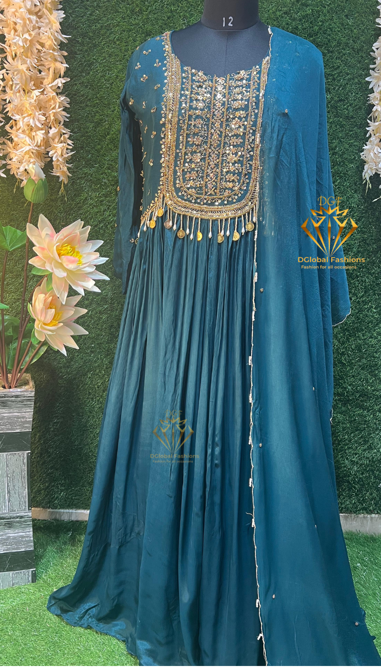 Chinnon Silk Gown with Exquisite Jari Embroidery