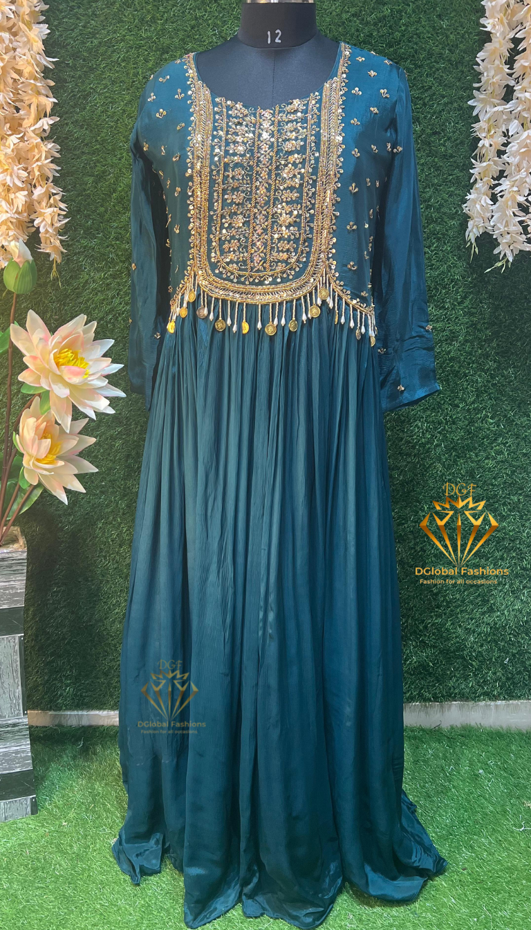 Chinnon Silk Gown with Exquisite Jari Embroidery