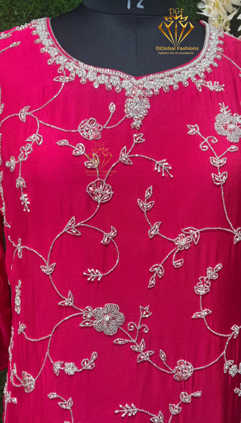 Crepe Embroidered Suit with Pearl & Cutdana Handwork