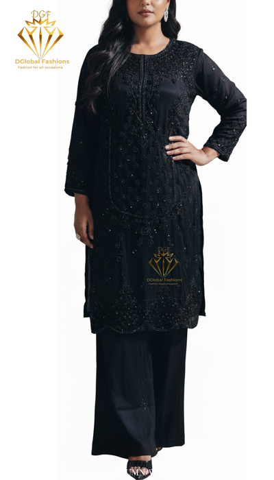 Crepe Handwork Suit with Heavy Cutdana & Pearl Embroidery