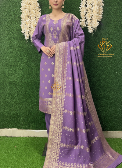 Pashmina Banarasi Weaving Suit Set with Fine Traditional Detailing