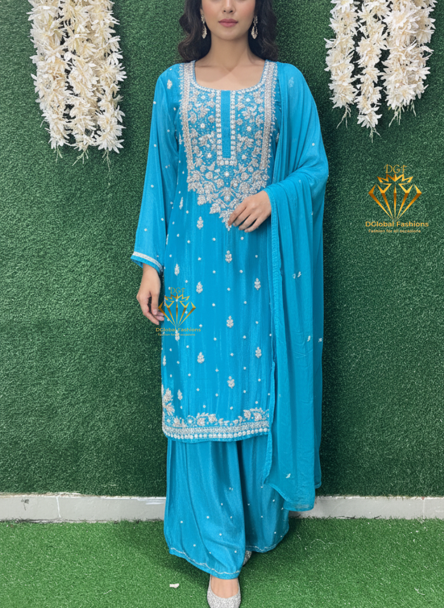 Crepe Suit with Heavy Cutdana & Pearl Hand Embroidery
