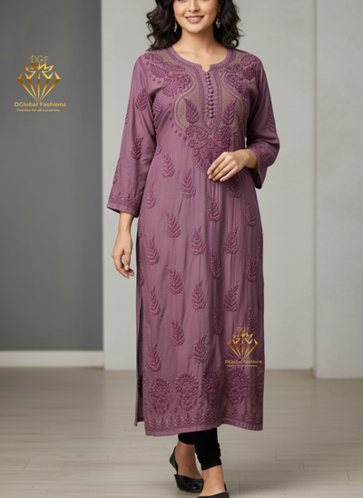 Muslin Kurti with Hand Embroidered Mukesh Work