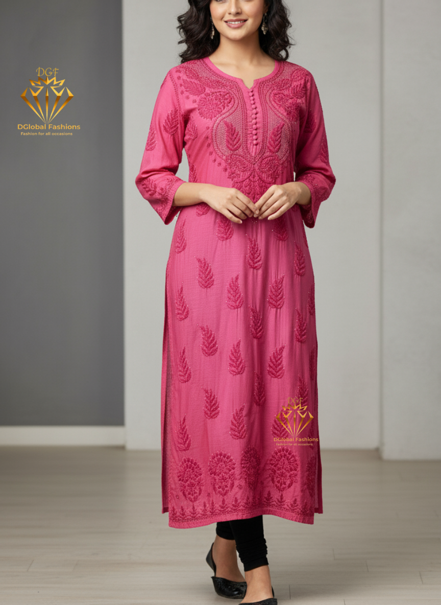 Muslin Kurti with Hand Embroidered Mukesh Work