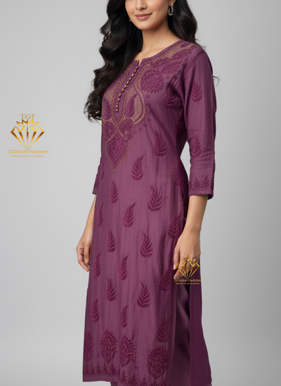 Muslin Kurti with Hand Embroidered Mukesh Work