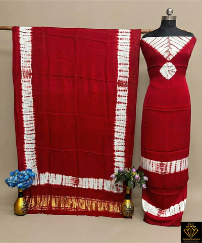 Hand Dyed Shibori Unstitched Suit Set in Modal Silk