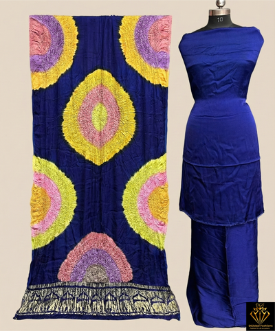 Modal Silk 3-Piece Bandhani Unstitched Suit Set
