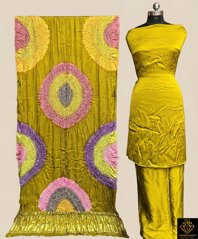 Modal Silk 3-Piece Bandhani Unstitched Suit Set