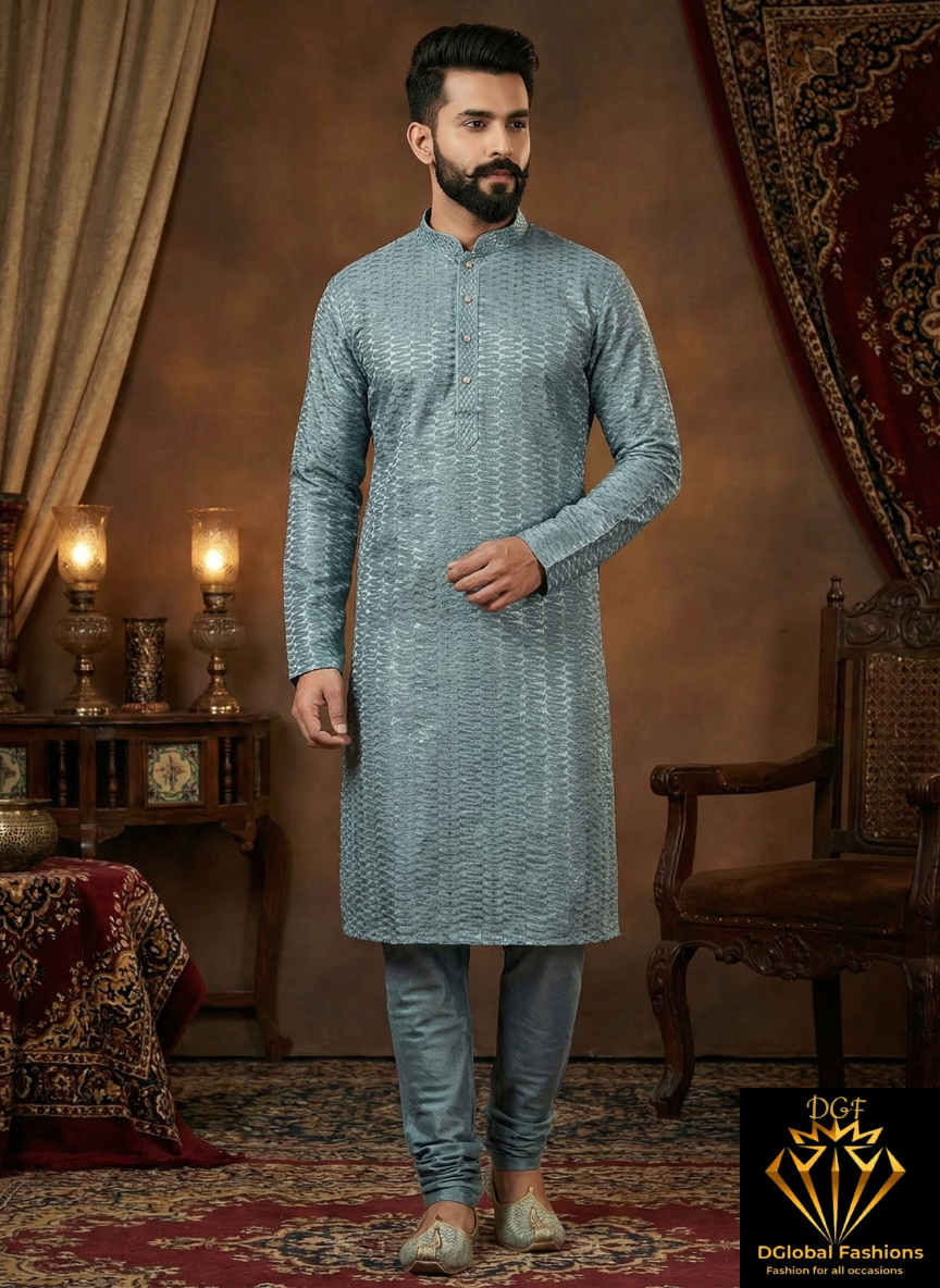 Chikankari Sequin Work Men’s Kurta Set